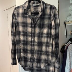 Vince Black and White Plaid Flannel Shirt